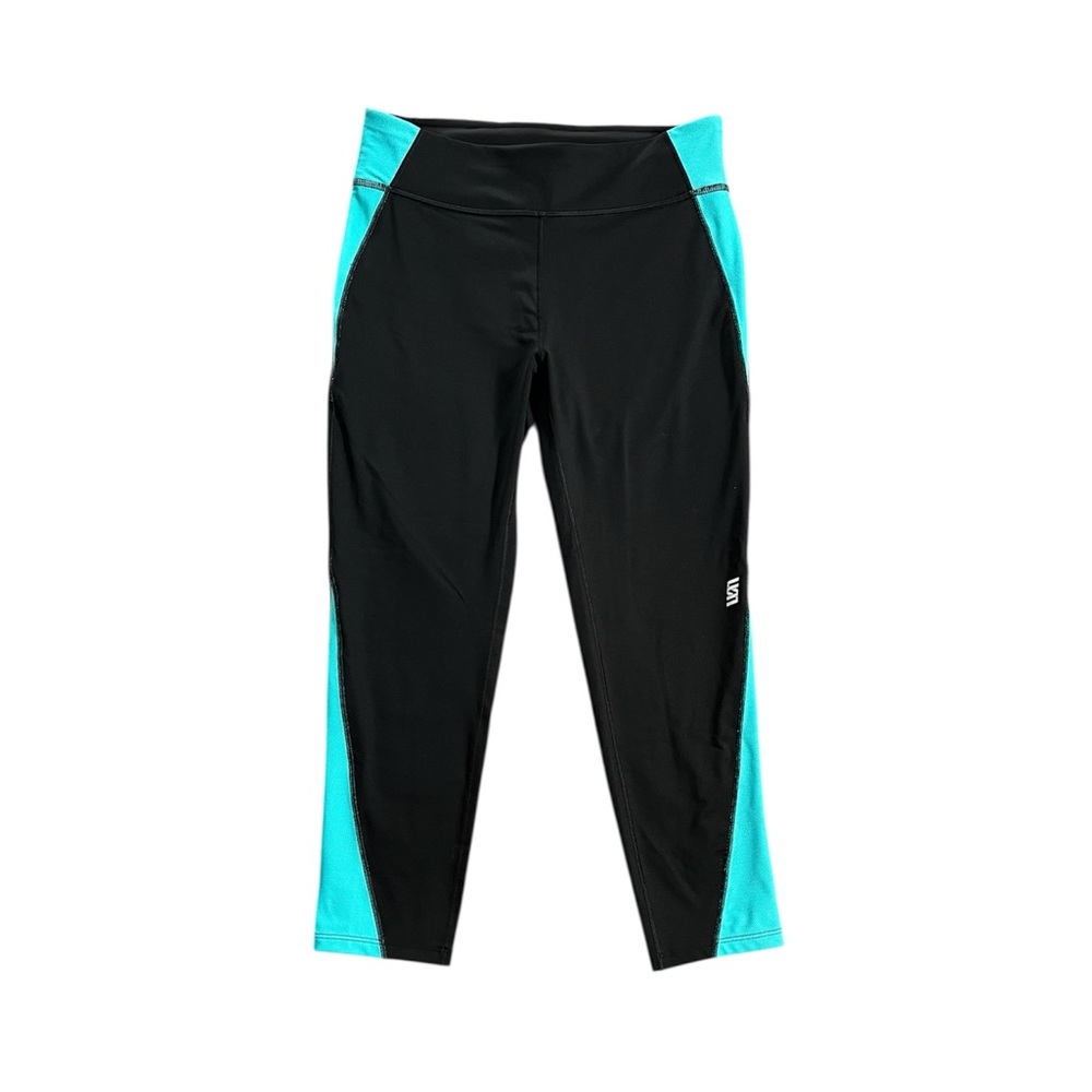 Second Skin 20” Compression Mid-Rise Black/Blue Athletic Leggings Size S